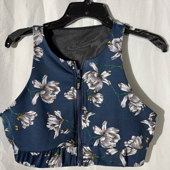 Floral Navy Sports Bra - Picture 1 of 7